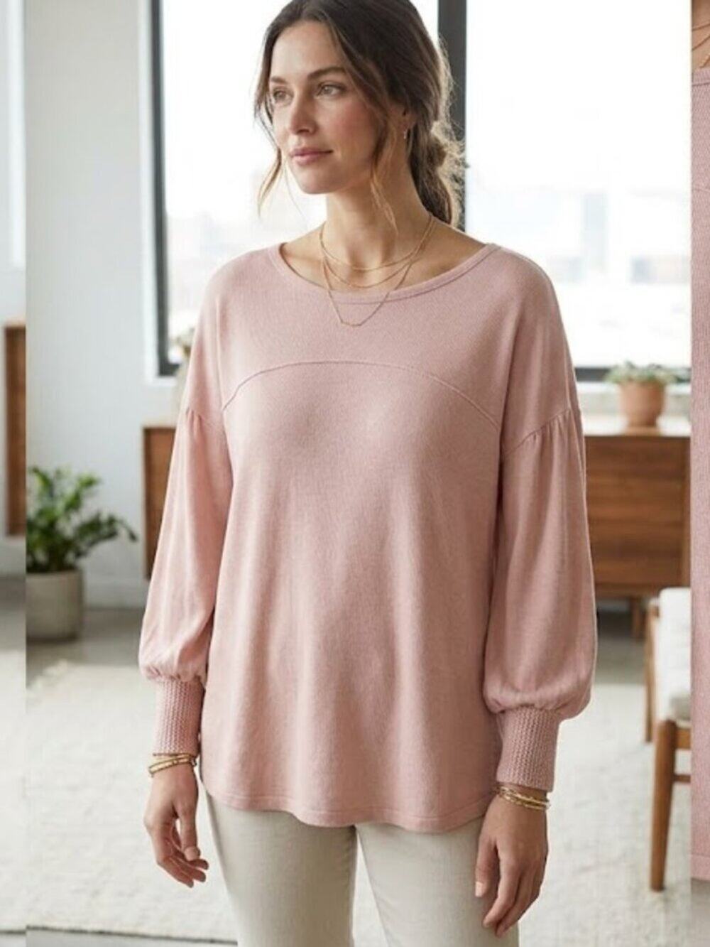 Peruvian Connection 100% Pima Cotton Long Sleeve Blouse - Size M
